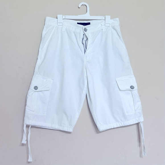 SP Collection Men's White Cargo Shorts Buttons Pockets Size 30 - Picture 1 of 11
